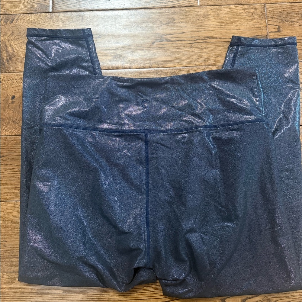 Zyia Shine Blue Twilight Luxe Workout Leggings Size 16 - Picture 3 of 5
